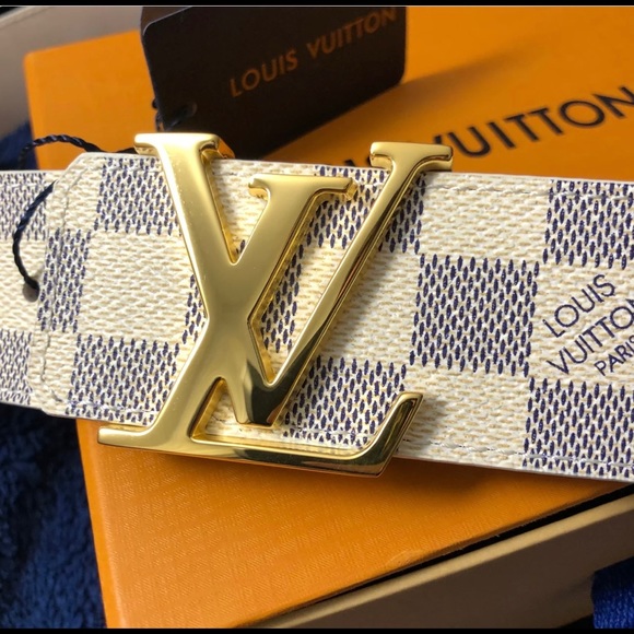 Louis Vuitton white and grey checkered Gold Buckle - Picture 3 of 5